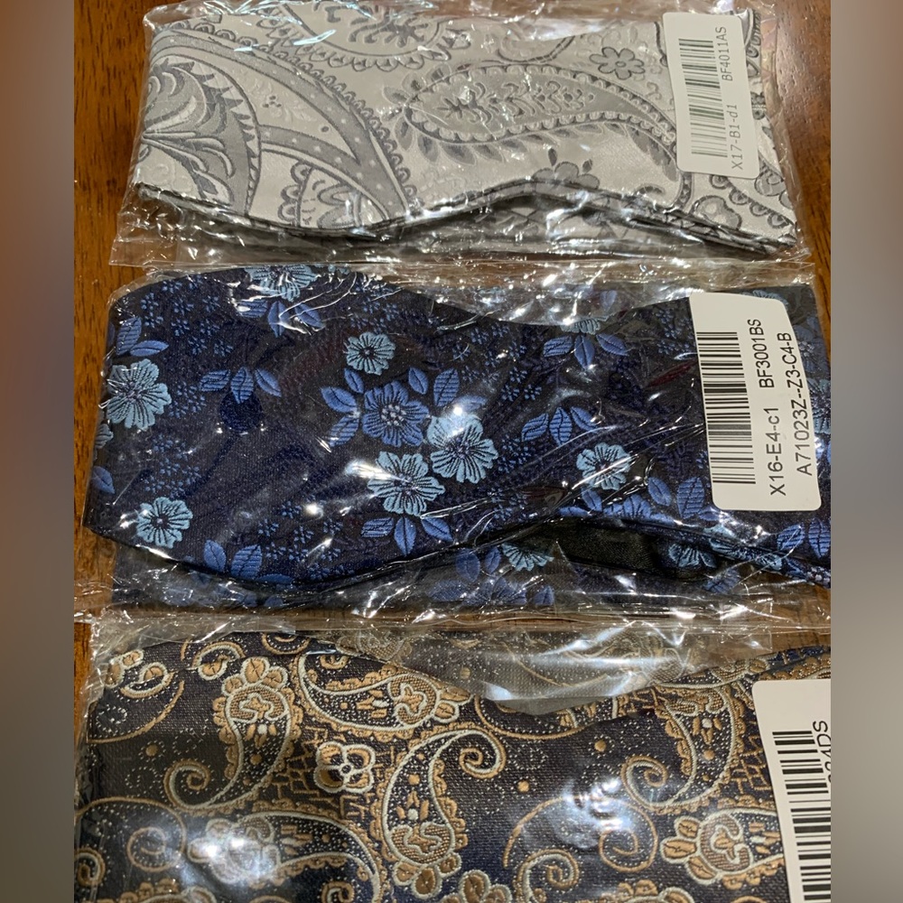 3 bow tie pocket square set NEW